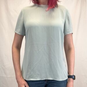 Liz Claiborne Collection Women's Short Sleeve Blouse Pale Light Sage Green 12